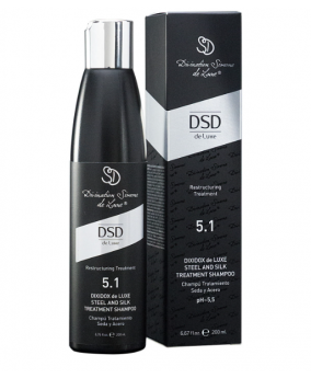 Szampon do włosów zniszczonych z żelazem i jedwabiem DSD De Luxe 5.1 Steel and Silk Treatment Shampoo