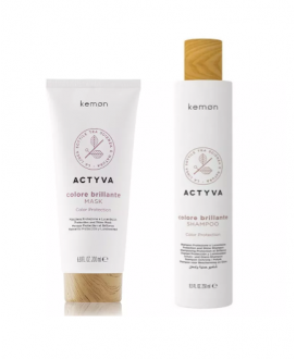 Zestaw Do Włosów Farbowanych: Maska 200ml + Szampon 250ml Kemon Actyva Colore Brillante